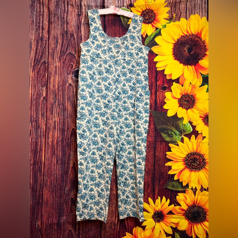 Vintage Floral Overalls L